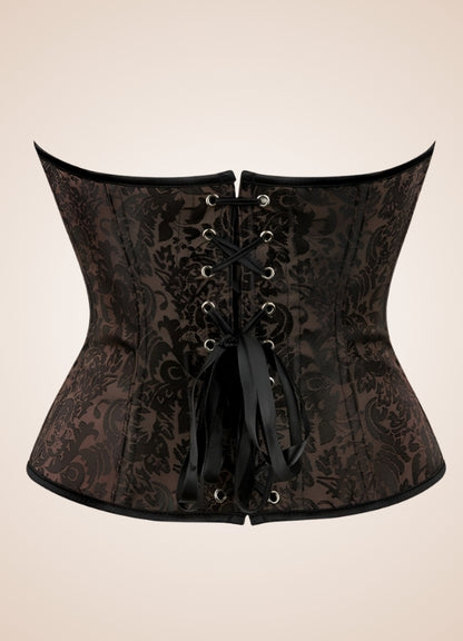 Dark Brown Paisley Pattern Corset UK