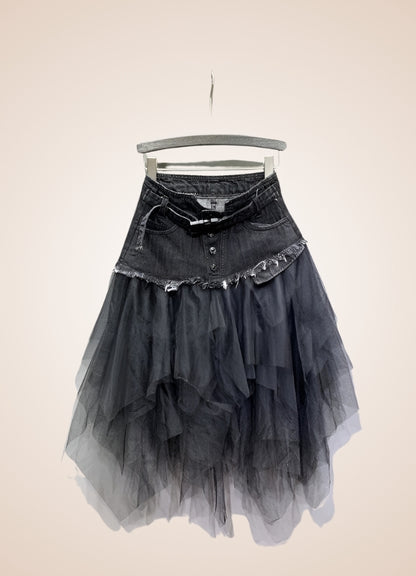 Denim And Tulle Steampunk Skirt UK