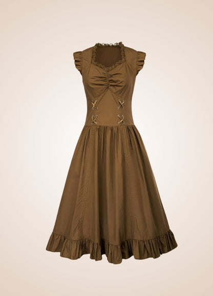 Elegant V Neck Steampunk Dress UK
