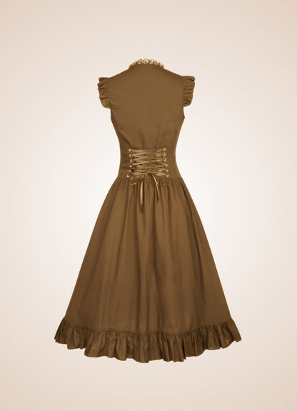 Elegant V Neck Steampunk Dress UK