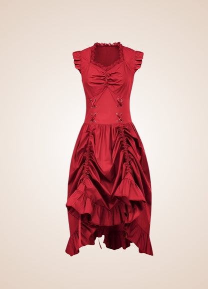 Elegant V Neck Steampunk Dress UK