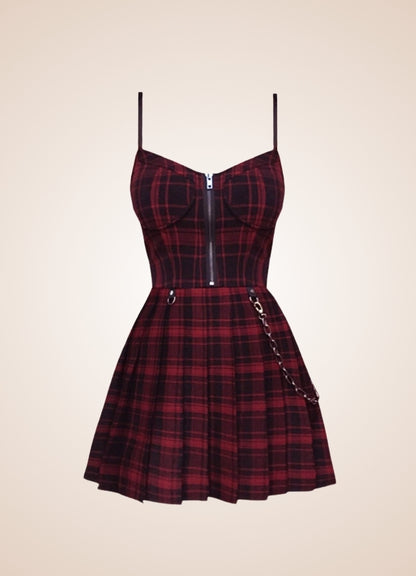 Goth Plaid Mini Dress UK