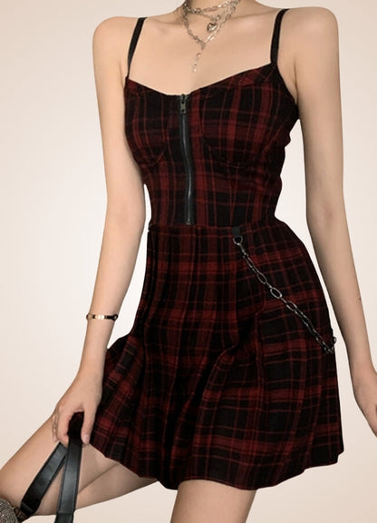 Goth Plaid Mini Dress UK