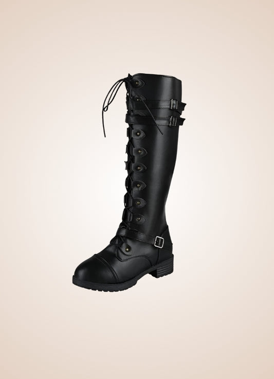 Gothic Knee High Lace Up Boots UK