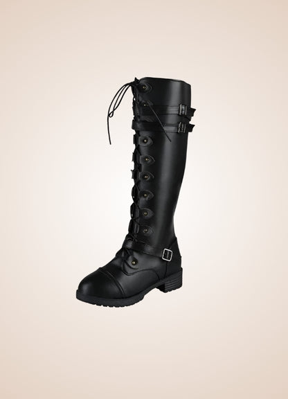 Gothic Knee High Lace Up Boots UK