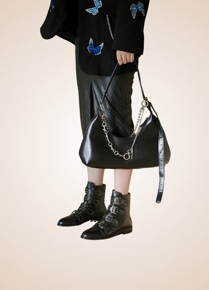 Gothic Leather Ankle Boots UK
