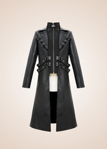 Gothic Leather Trench Coat UK