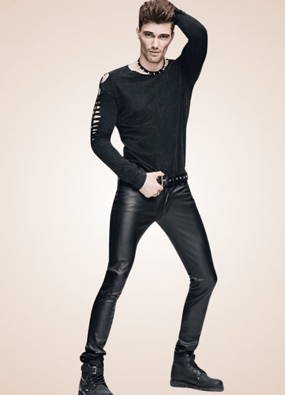 Gothic Slim Fit Leather Pants UK