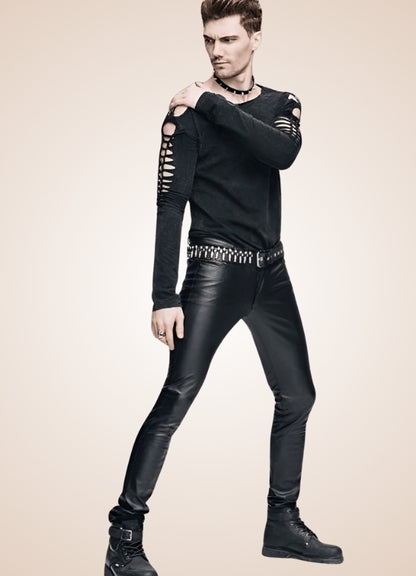 Gothic Slim Fit Leather Pants UK