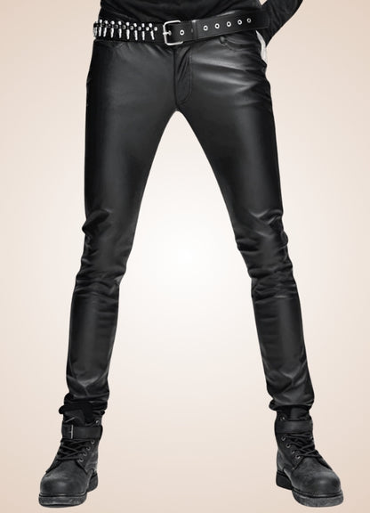 Gothic Slim Fit Leather Pants UK