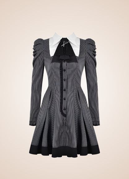 Gray Steampunk Ruffle Dress UK