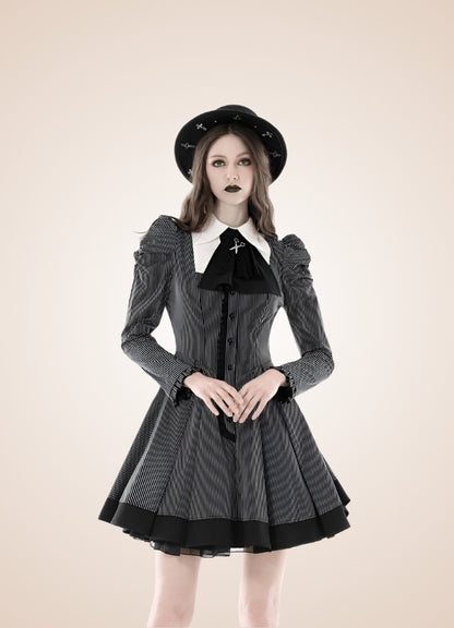 Gray Steampunk Ruffle Dress UK