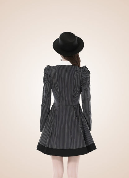 Gray Steampunk Ruffle Dress UK