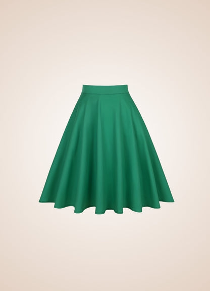 Green Retro Solid Color Skirt UK