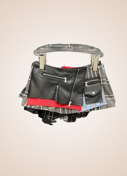 Grey Plaid Steampunk Skirt UK