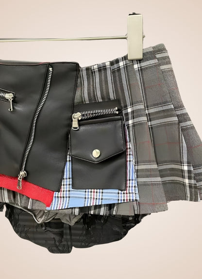 Grey Plaid Steampunk Skirt UK
