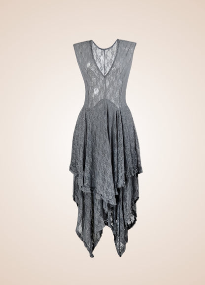 Grey Steampunk Long Dress UK