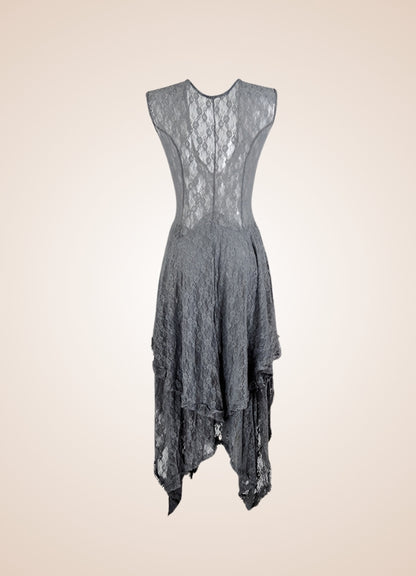 Grey Steampunk Long Dress UK