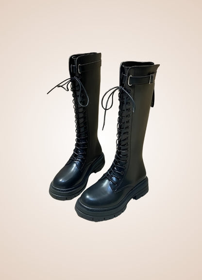 Knee High Steampunk Leather Boots UK