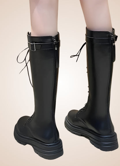 Knee High Steampunk Leather Boots UK