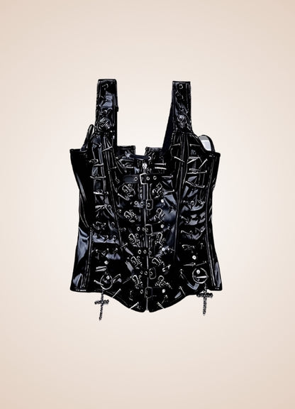 Leather Steampunk Long Bustier UK