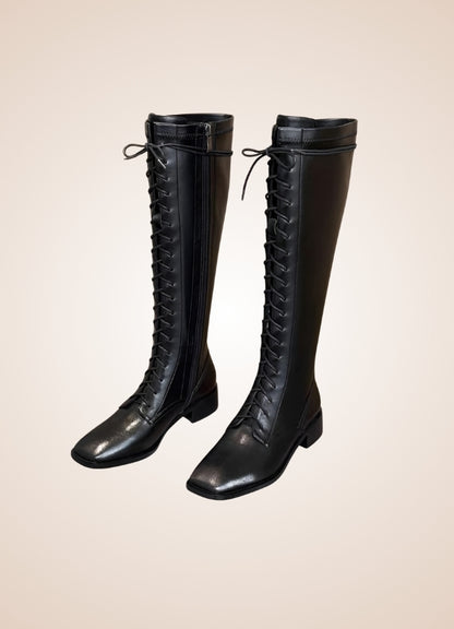 Leather Victorian High Knee Boots UK