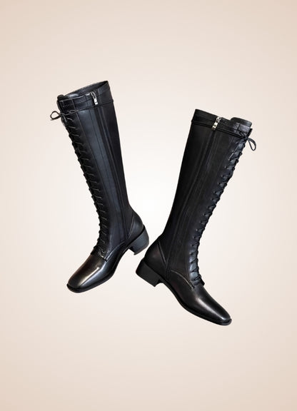 Leather Victorian High Knee Boots UK