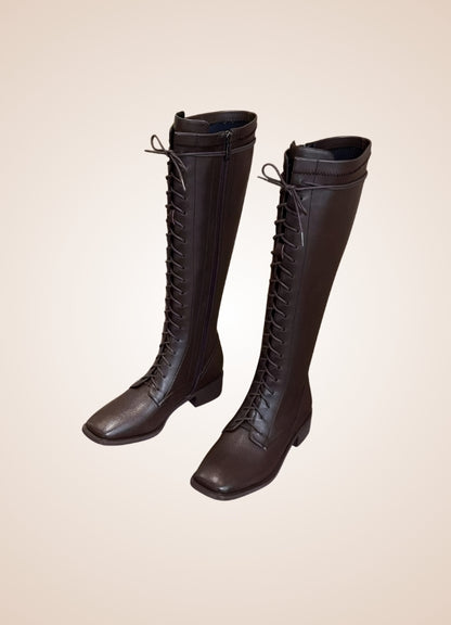 Leather Victorian High Knee Boots UK