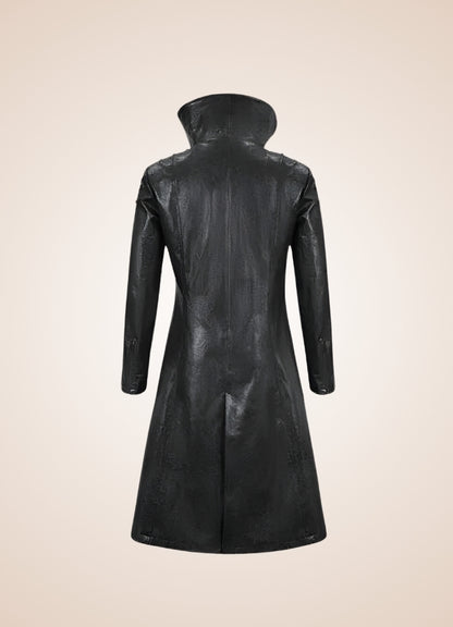 Man High Collar Leather Coat UK