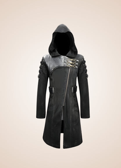 Man Hooded Goth Trench Coat UK