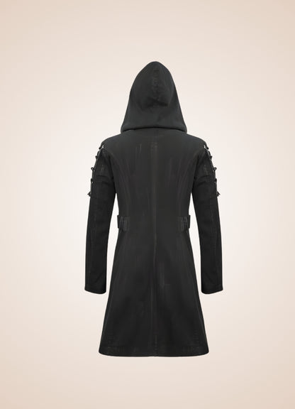 Man Hooded Goth Trench Coat UK