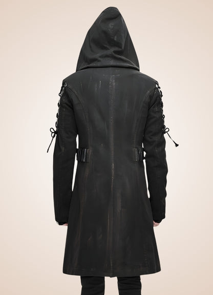 Man Hooded Goth Trench Coat UK