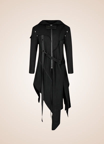 Men's Dark Punk Hooded Trench Coat UK