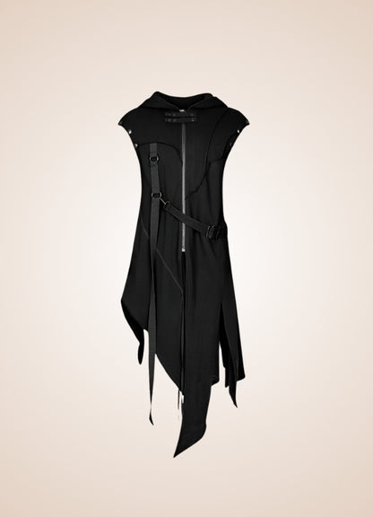 Men's Dark Punk Hooded Trench Coat UK