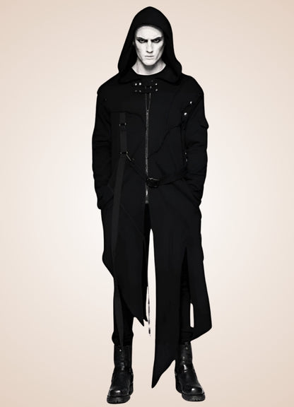 Men's Dark Punk Hooded Trench Coat UK