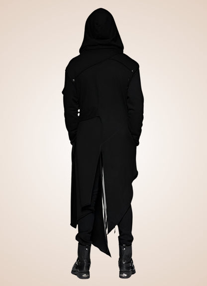 Men's Dark Punk Hooded Trench Coat UK