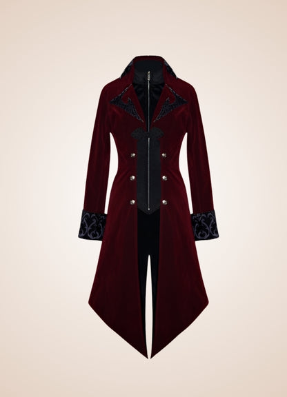 Men's Gothic Burgundy Frock Coat UK