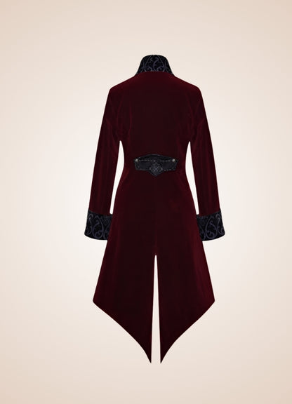 Men's Gothic Burgundy Frock Coat UK