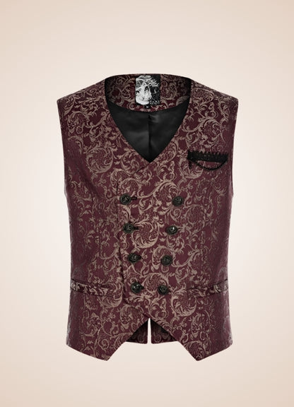 Men's Gothic Sleeveless Suit Jacket Red UK
