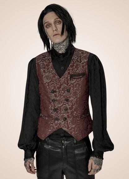 Men's Gothic Sleeveless Suit Jacket Red UK