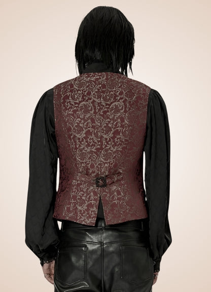 Men's Gothic Sleeveless Suit Jacket Red UK