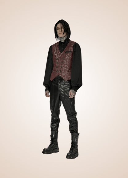 Men's Gothic Sleeveless Suit Jacket Red UK