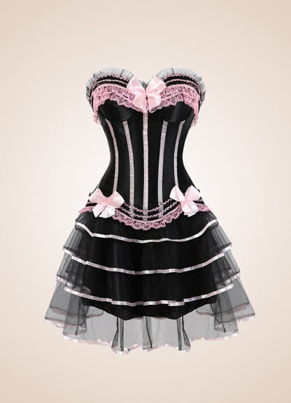 Pink Steampunk Overbust Lace Dress UK