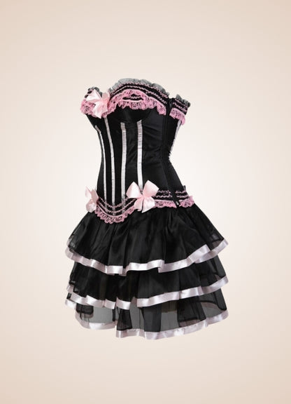 Pink Steampunk Overbust Lace Dress UK
