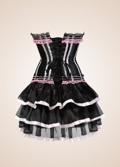 Pink Steampunk Overbust Lace Dress UK
