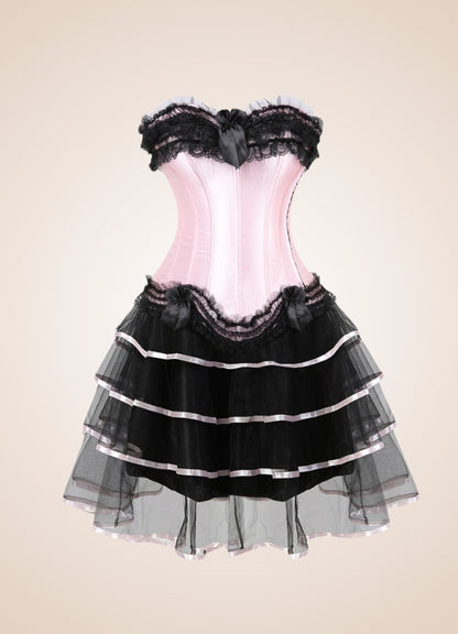 Pink Steampunk Overbust Lace Dress UK