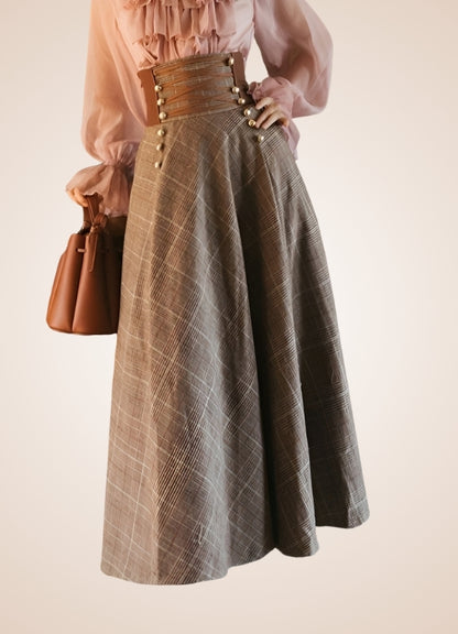 Plaid Long Steampunk Skirt UK