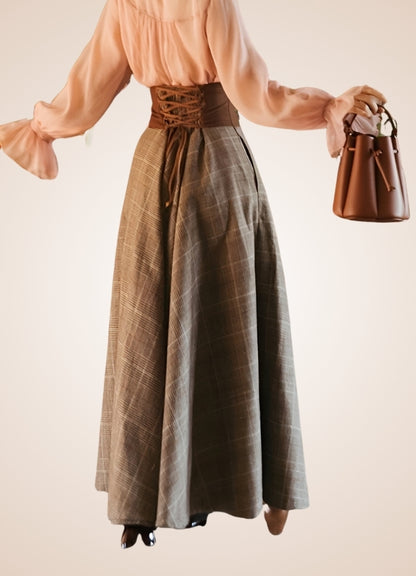 Plaid Long Steampunk Skirt UK