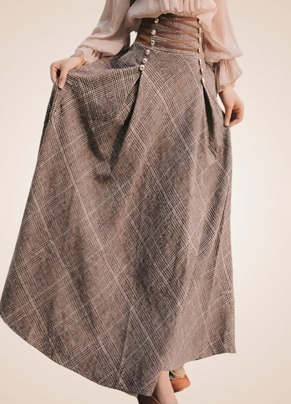 Plaid Long Steampunk Skirt UK