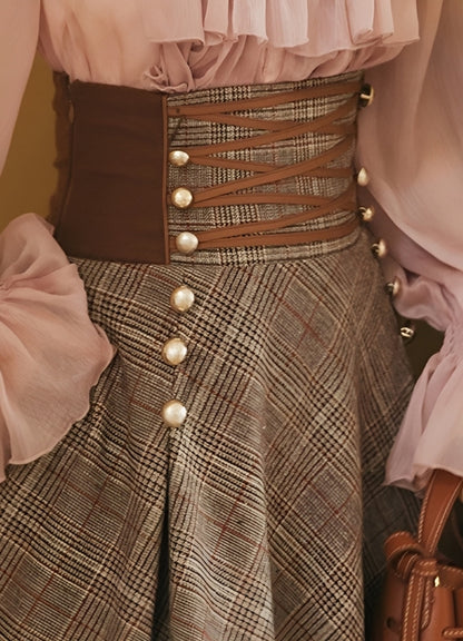 Plaid Long Steampunk Skirt UK